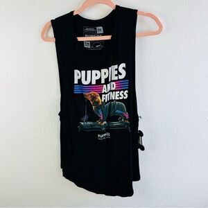Puppies Make Me Happy Black NWT Puppies And Fitness Tank OS